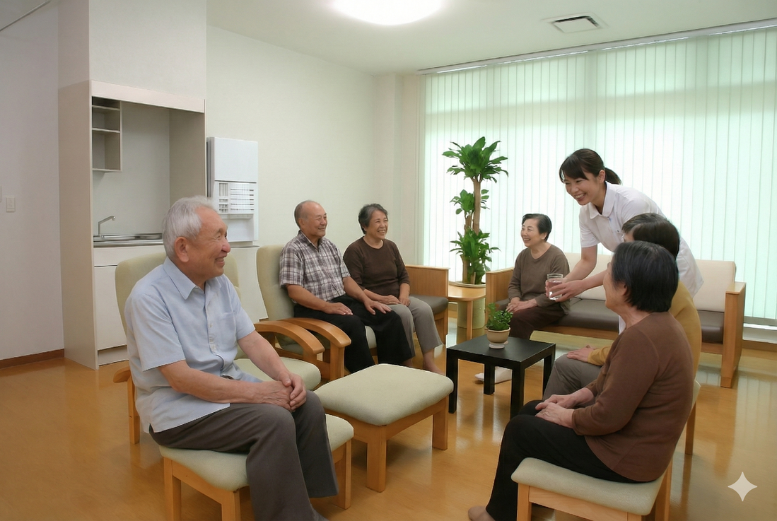 介護職員が寄り添う様子